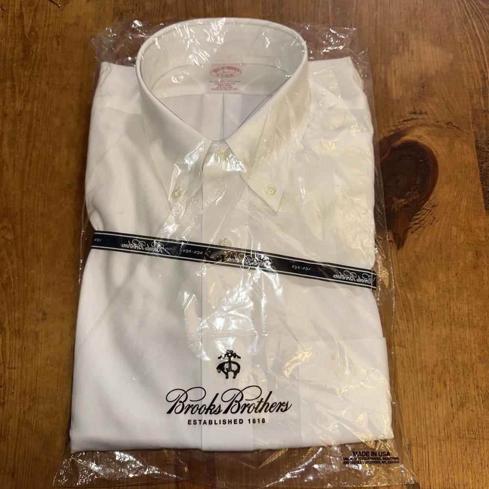 Brooks Brothers Mens Short Sleeve Shirt 15.5 Cotton White